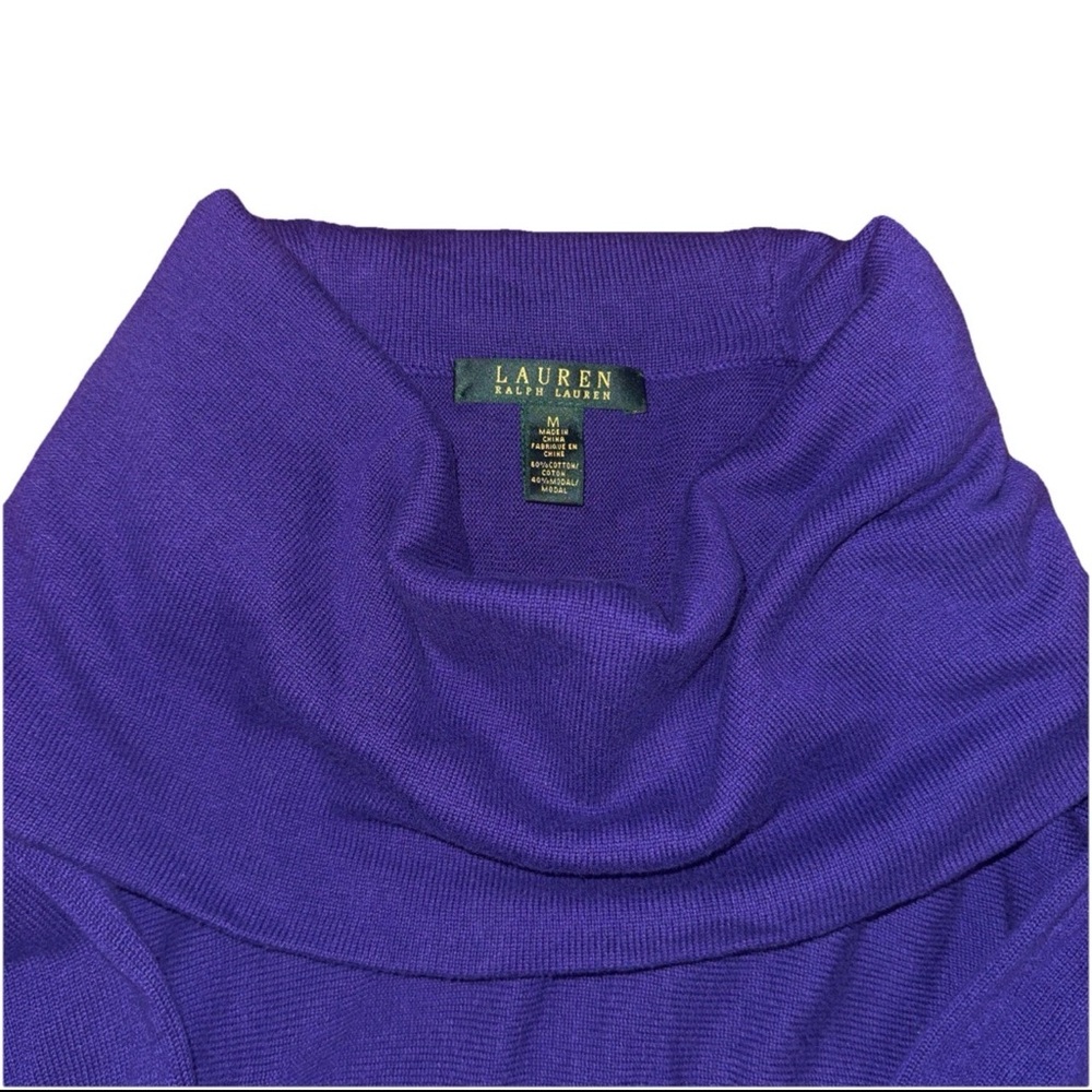 Lauren Ralph Lauren Cowl Neck Medium Royal Purple Sweater Fall Autumn - Picture 2 of 5
